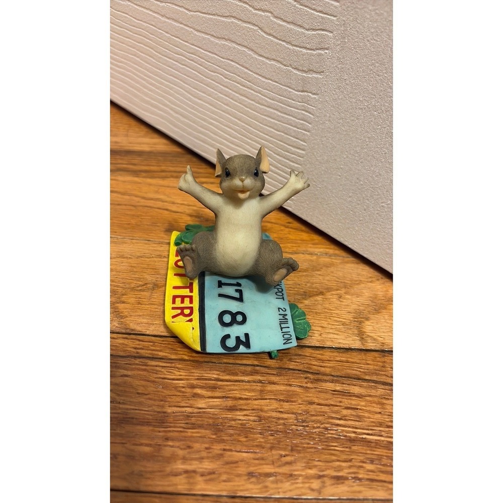 Fitz and Floyd Charming Tails I'm A Winner Mouse Lottery Figurine 89/719